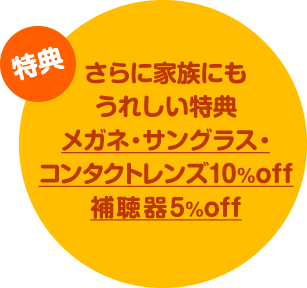 6.さらに画像にもうれしい特典 メガネ・サングラス・コンタクトレンス10%off 補聴器5%off