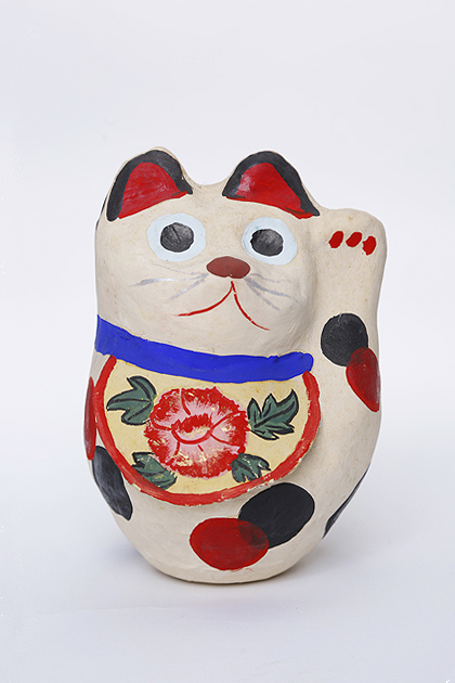 招き猫　牡丹